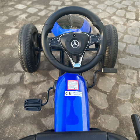 Kinderauto GO Kart cu pedale de la Mercedes, roti cauciuc solid, scaun reglabil, centura de siguranta #Albastru [13]
