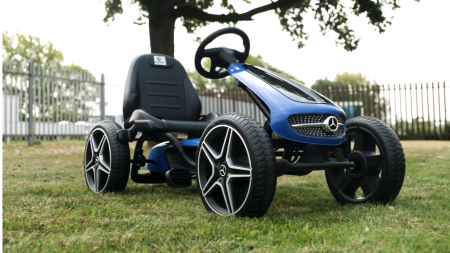 Kinderauto GO Kart cu pedale de la Mercedes, roti cauciuc solid, scaun reglabil, centura de siguranta #Albastru [4]