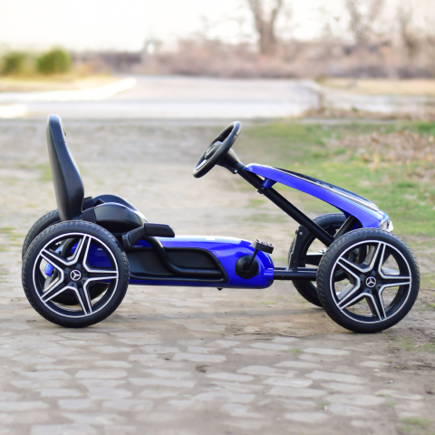 Kinderauto GO Kart cu pedale de la Mercedes, roti cauciuc solid, scaun reglabil, centura de siguranta #Albastru [8]