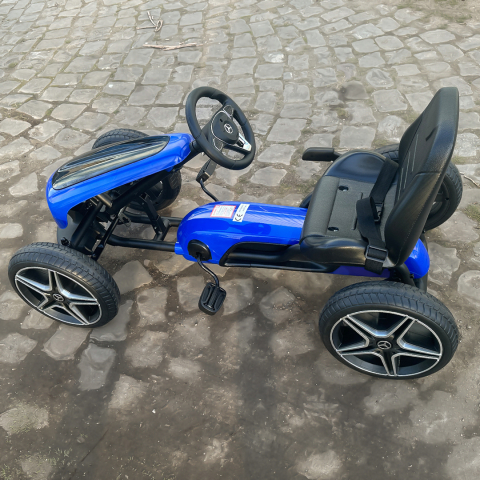 Kinderauto GO Kart cu pedale de la Mercedes, roti cauciuc solid, scaun reglabil, centura de siguranta #Albastru [10]