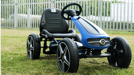 Kinderauto GO Kart cu pedale de la Mercedes, roti cauciuc solid, scaun reglabil, centura de siguranta #Albastru [2]