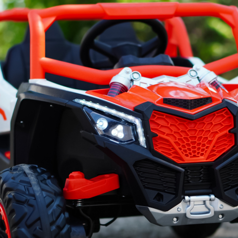 Kinderauto Warrior, UTV electric pentru copii, 4x4, 120W, 12V 7Ah, roti moi Premium, culoare portocalie [10]