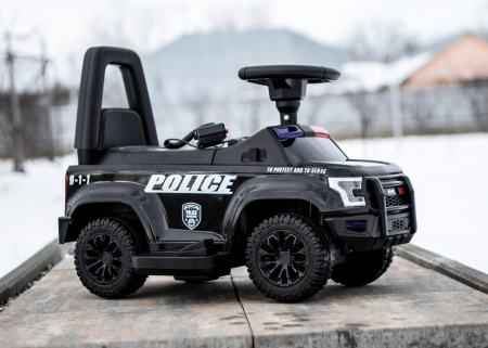 Masinuta electrica de politie Kinderauto Police 30W 6V cu megafon si music player, bluetooth, culoare Negru [3]