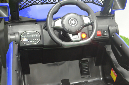 Masinuta electrica 4x4 Kinderauto BJF119A 120W 12V cu Scaun TAPITAT #Albastru [6]