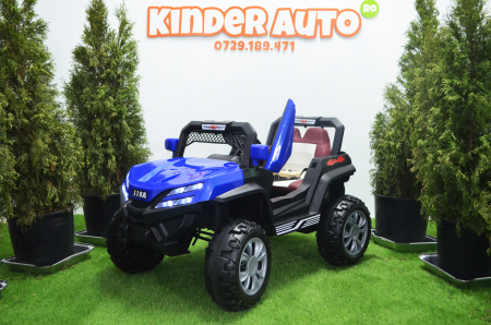 Masinuta electrica 4x4 Kinderauto BJF119A 120W 12V cu Scaun TAPITAT #Albastru [1]