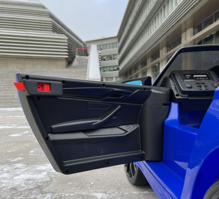 Masinuta electrica albastra pentru copii BMW M5, scaun tapitat si roti moi [11]