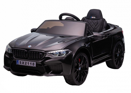 Masinute electrice - Masinuta electrica neagra pentru copii BMW M5, scaun tapitat si roti moi