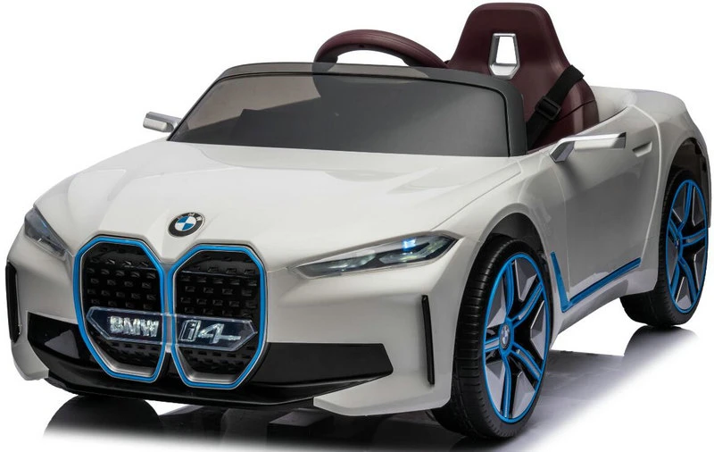 Masinute electrice - Masinuta electrica pentru copii, Bmw I4 70W 12V premium, blueetoth, roti EVA, scaun tapitat, culoare Alba