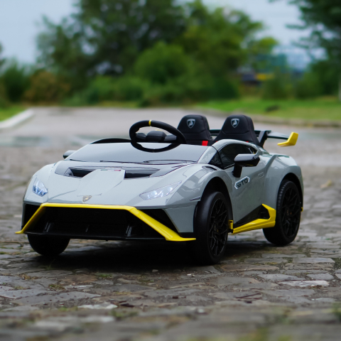 Masinuta electrica cu functie drift Lamborghini Huracan STO, putere 500W, 24V, bluetooth, gri [3]