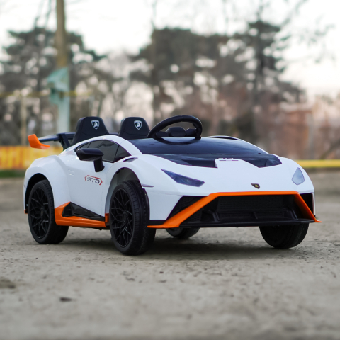 Masinuta electrica cu functie drift Lamborghini Huracan STO, putere 500W, 24V, echipare Premium, alb [3]