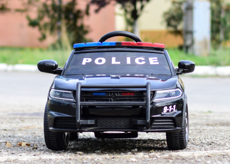 Masinuta electrica de politie Kinderauto JC666 70W 12V cu scaun tapitat, culoare Negru [4]