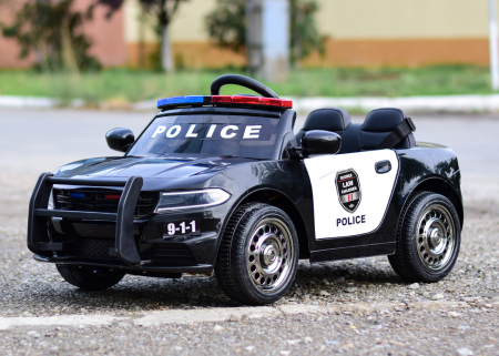 Masinuta electrica de politie Kinderauto JC666 70W 12V cu scaun tapitat, culoare Negru [3]