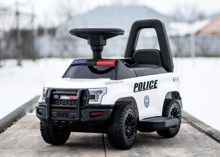 Masinuta electrica de politie Kinderauto Police 30W 6V cu megafon si music player, bluetooth, culoare Alb [6]
