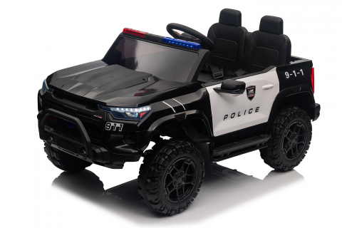 Masinuta electrica de politie pentru 2 copii, Kinderauto Police Patrol, 4x4, 800W, 24V, dotari premium, neagra [10]