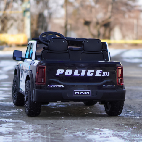 Masinuta electrica de politie pentru 2 copii, DODGE RAM 2500 REBEL, 400W, 24V, echipare, premium, neagra [6]