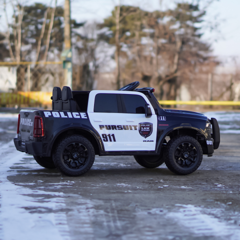 Masinuta electrica de politie pentru 2 copii, DODGE RAM 2500 REBEL, 400W, 24V, echipare, premium, neagra [8]