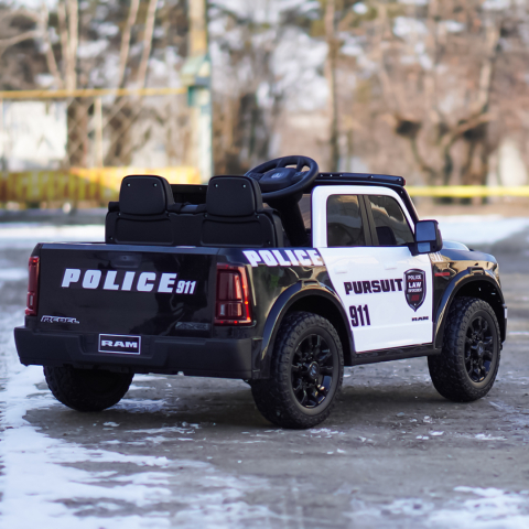 Masinuta electrica de politie pentru 2 copii, DODGE RAM 2500 REBEL, 400W, 24V, echipare, premium, neagra [7]