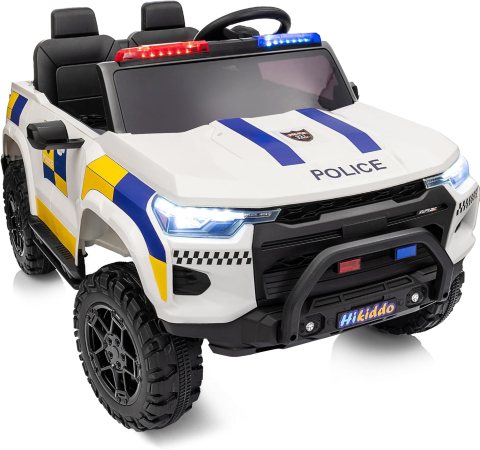 Masinute electrice - Masinuta electrica de politie pentru 2 copii, Kinderauto Police Patrol, 4x4, 800W, 24V, premium, culoare alba