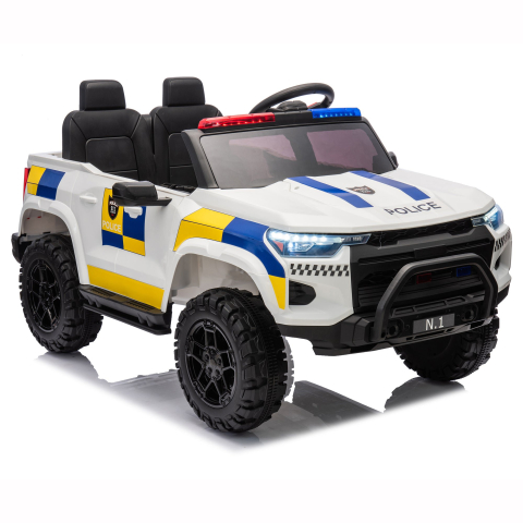 Masinuta electrica de politie pentru 2 copii, Kinderauto Police Patrol, 4x4, 800W, 24V, premium, culoare alba [1]