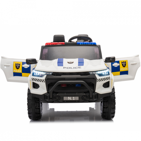 Masinute electrice - Masinuta electrica de politie pentru 2 copii, Kinderauto Police Patrol, 4x4, 800W, 24V, premium, culoare alba