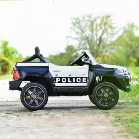 Masinuta electrica de politie, Toyota Hilux 4x4 180W 12V 14Ah PREMIUM, culoare Alba [10]