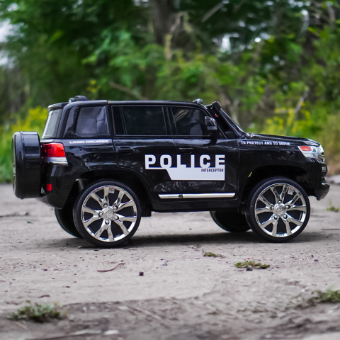 Masinuta electrica de politie, Toyota Land Cruiser, pentru 2 copii, 160W, 12V, echipare premium, neagra [10]