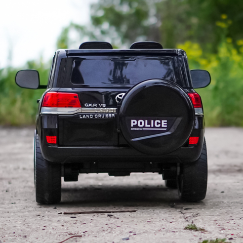 Masinuta electrica de politie, Toyota Land Cruiser, pentru 2 copii, 160W, 12V, echipare premium, neagra [8]