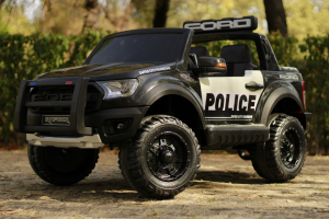 Masinuta electrica Ford Ranger POLICE 90W cu Scaun TAPITAT #Negru [1]