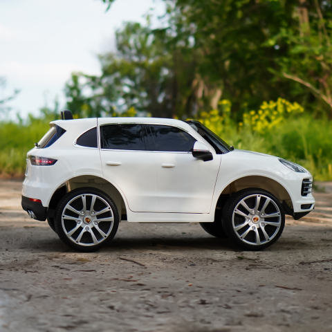 Masinuta electrica pentru 2 copii, Porsche Cayenne XXL, cu roti moi si scaun tapitat, 180W, 12V,  alba [13]