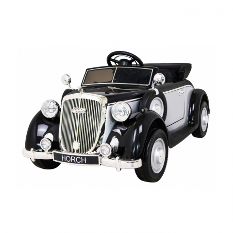 Masinute electrice - Masinuta electrica pentru copii Audi Horch 930V, putere 110W, echipare Premium, cu scaun pentru adult, negru cu argintiu