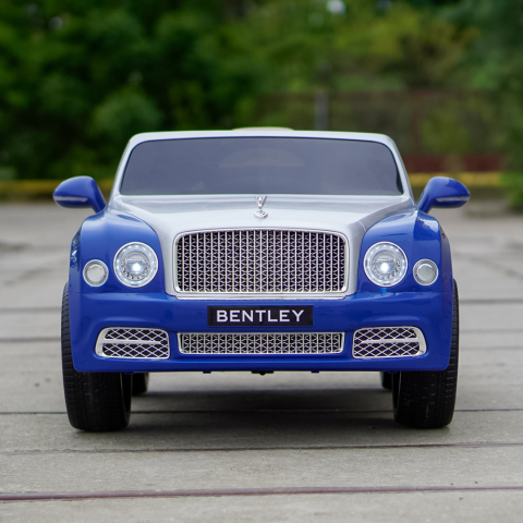 Masinuta electrica pentru copii Bentley Mulsanne 90W cu roti moi si scaun tapitat, albastru [2]