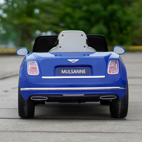 Masinuta electrica pentru copii Bentley Mulsanne 90W cu roti moi si scaun tapitat, albastru [6]