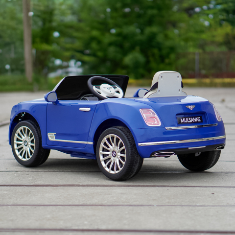 Masinuta electrica pentru copii Bentley Mulsanne 90W cu roti moi si scaun tapitat, albastru [5]