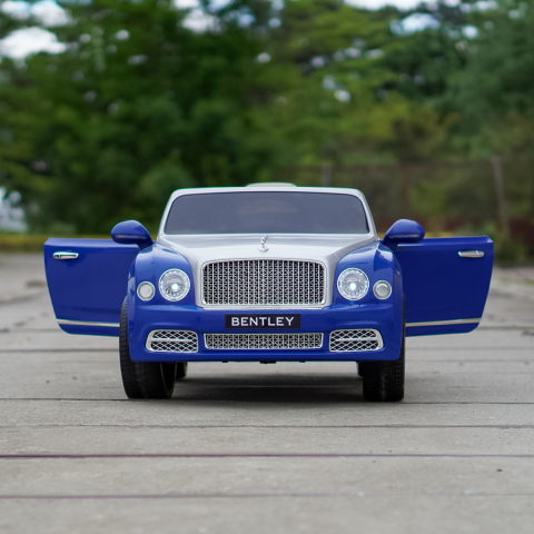 Masinuta electrica pentru copii Bentley Mulsanne 90W cu roti moi si scaun tapitat, albastru [8]