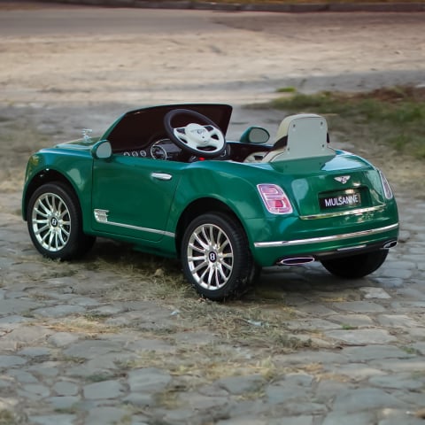 Masinuta electrica pentru copii Bentley Mulsanne 90W cu roti moi si scaun tapitat, verde [7]