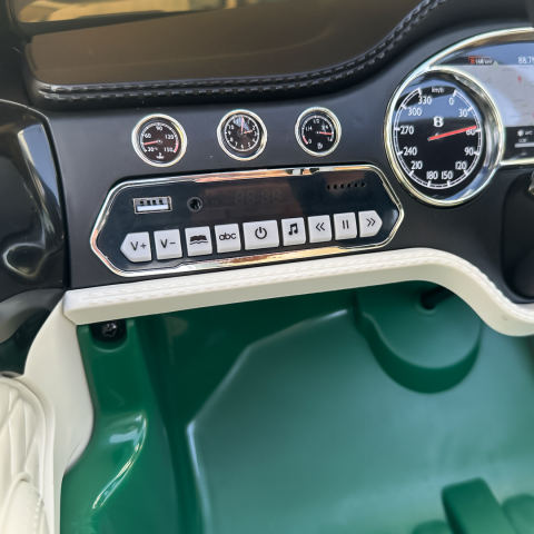 Masinuta electrica pentru copii Bentley Mulsanne 90W cu roti moi si scaun tapitat, verde [20]