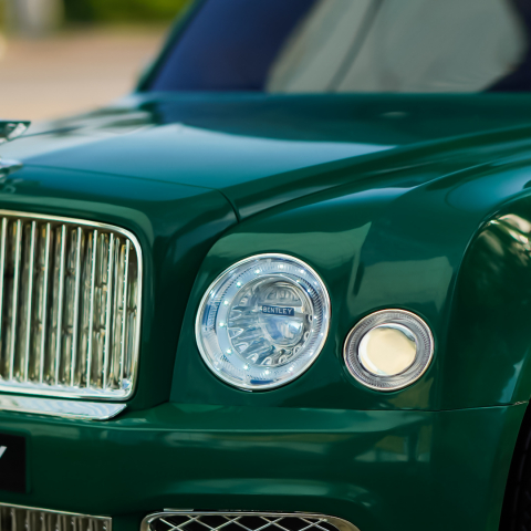 Masinuta electrica pentru copii Bentley Mulsanne 90W cu roti moi si scaun tapitat, verde [17]