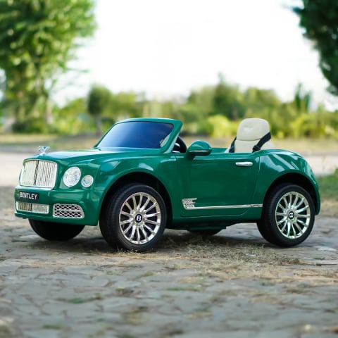 Masinuta electrica pentru copii Bentley Mulsanne 90W cu roti moi si scaun tapitat, verde [4]