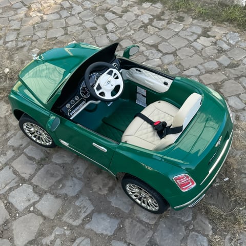 Masinuta electrica pentru copii Bentley Mulsanne 90W cu roti moi si scaun tapitat, verde [16]