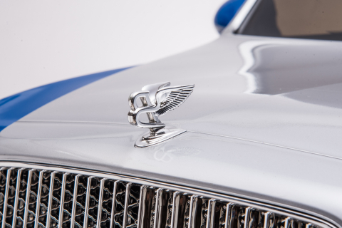 Masinuta electrica pentru copii Bentley Mulsanne 90W cu roti moi si scaun tapitat, albastru [20]