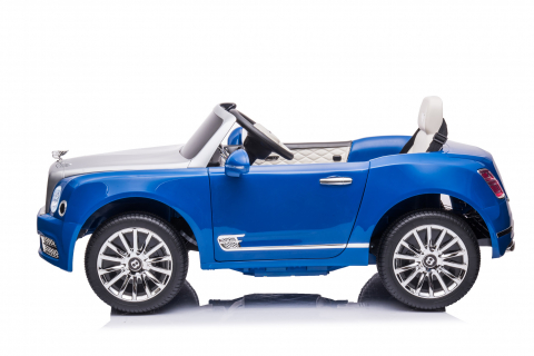 Masinuta electrica pentru copii Bentley Mulsanne 90W cu roti moi si scaun tapitat, albastru [2]