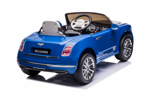 Masinuta electrica pentru copii Bentley Mulsanne 90W cu roti moi si scaun tapitat, albastru [17]