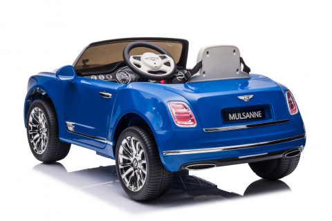 Masinuta electrica pentru copii Bentley Mulsanne 90W cu roti moi si scaun tapitat, albastru [4]