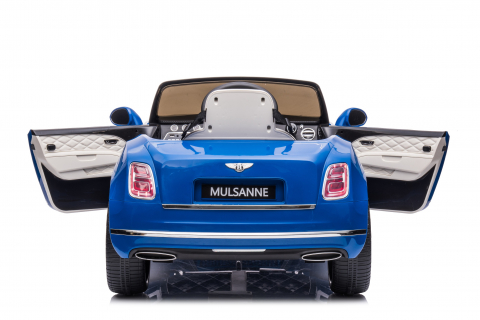 Masinuta electrica pentru copii Bentley Mulsanne 90W cu roti moi si scaun tapitat, albastru [10]