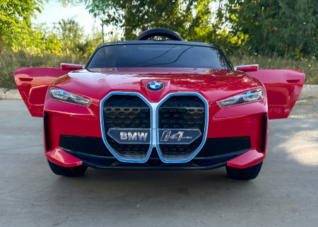 Masinuta electrica pentru copii, Bmw I4 70W 12V premium, scaun tapitat, roti EVA, bluetooth, culoare Rosu [2]