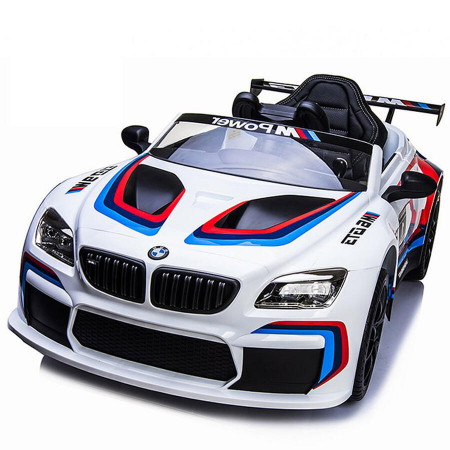 Masinute electrice - Masinuta electrica sport Bmw M6 GT3 90W 12V, cu Aer conditionat, Bluetooth, culoare Alb