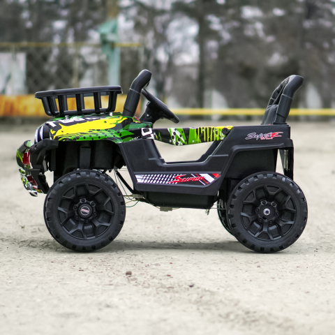 Masinuta electrica pentru copii, Kinderauto CAPE-X 4x4 100W, 12V, scaun tapitat, grafiti Green [5]