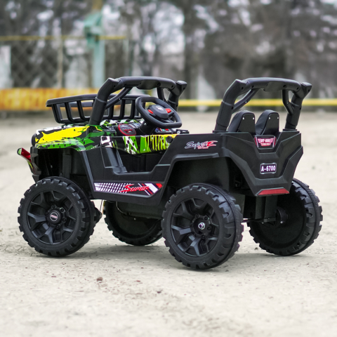 Masinuta electrica pentru copii, Kinderauto CAPE-X 4x4 100W, 12V, scaun tapitat, grafiti Green [6]