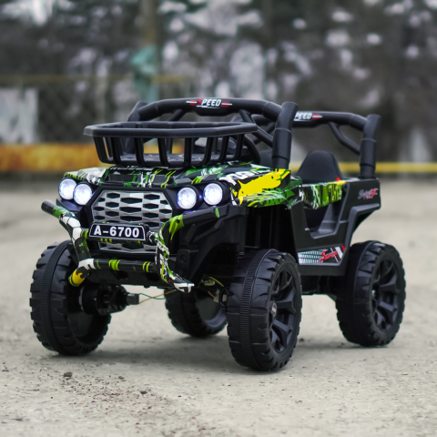 Masinuta electrica pentru copii, Kinderauto CAPE-X 4x4 100W, 12V, scaun tapitat, grafiti Green [3]