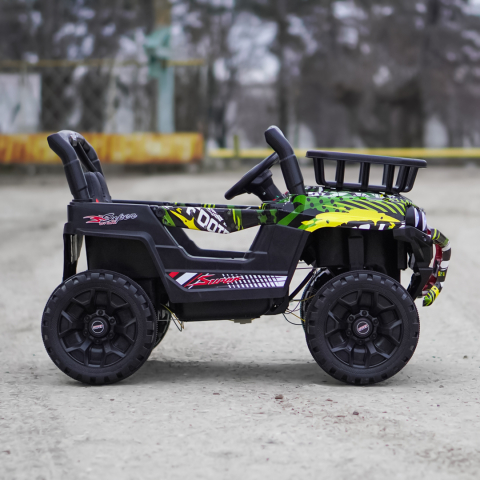 Masinuta electrica pentru copii, Kinderauto CAPE-X 4x4 100W, 12V, scaun tapitat, grafiti Green [9]